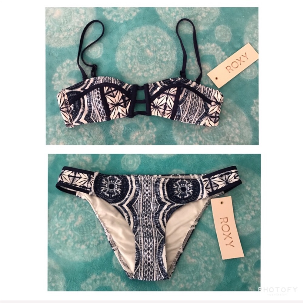 ROXY! Top & bottom! 👙 Navy blue tie dye bikini!!